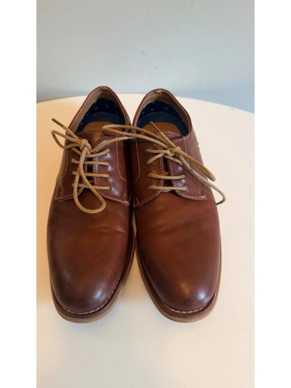 Curt & Larson Mens Brown Faux Leather Oxford Dress Shoes Size 7.5